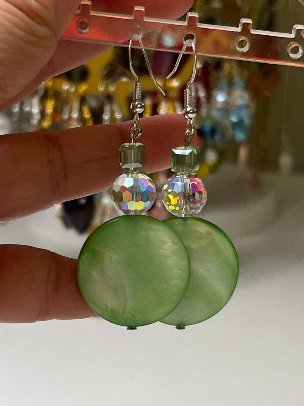 Handmade Shell & Crystal Bead Earrings